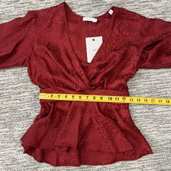 NWT ALC Alma Red Silk Wrap Front Blouse Size 2 - Picture 10 of 14